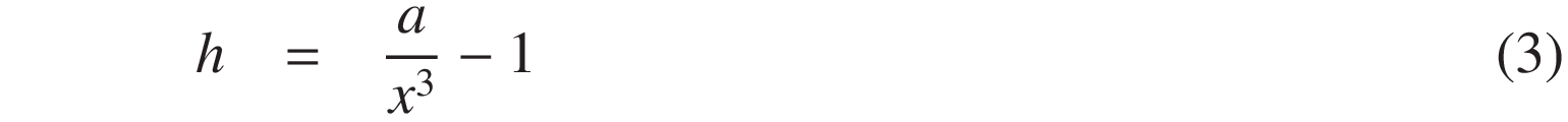 
h = 1 - \frac{a}{x^3}
