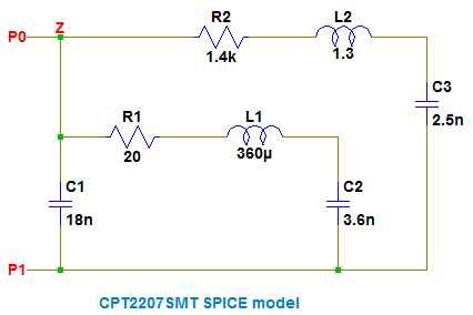Piezoelectric sounder SPICE model