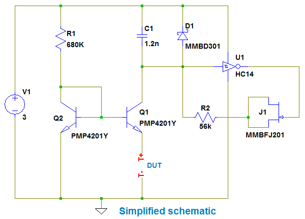 simplified schematic using NPN pair