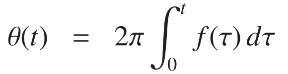 
\theta(t) &=& 2\pi \int_0^t f(\tau) \, d\tau
