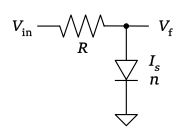 Schematic - Forward voltage of a diode connected to Vin through a resistor